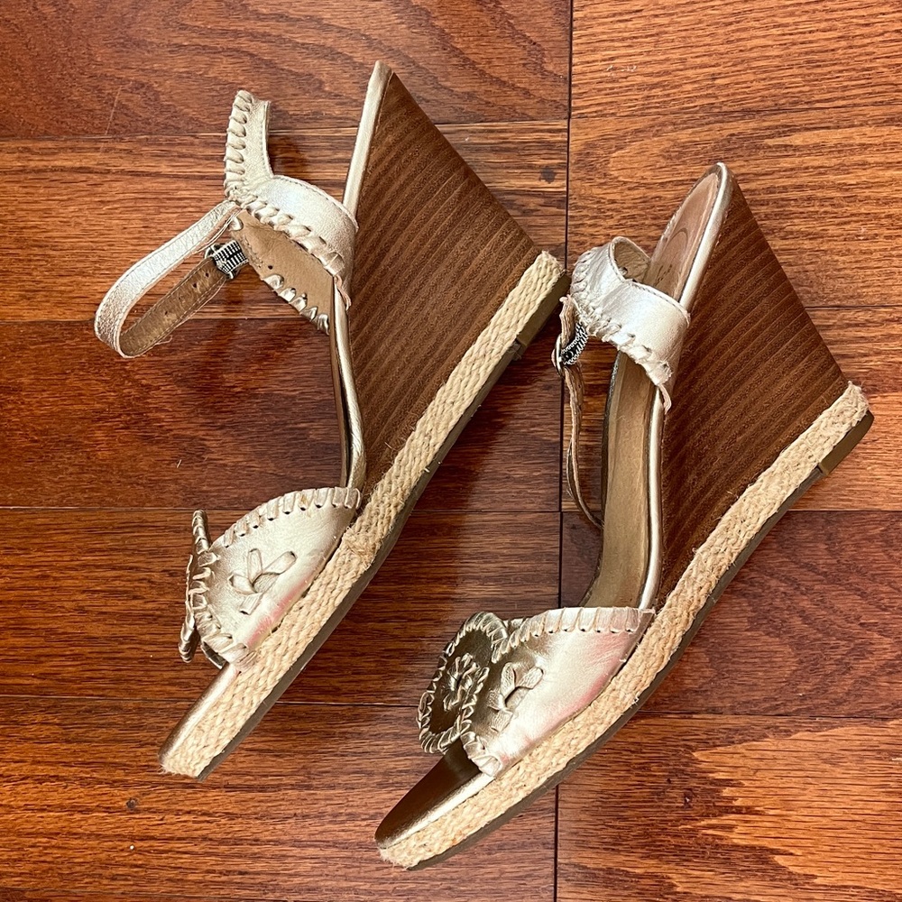 Jack Rogers Gold Wedge Sandals - Picture 6 of 11